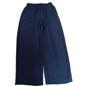 Susan Graver Style Navy Blue Wide Leg‎ Elastic Waist Pants Women's Size M